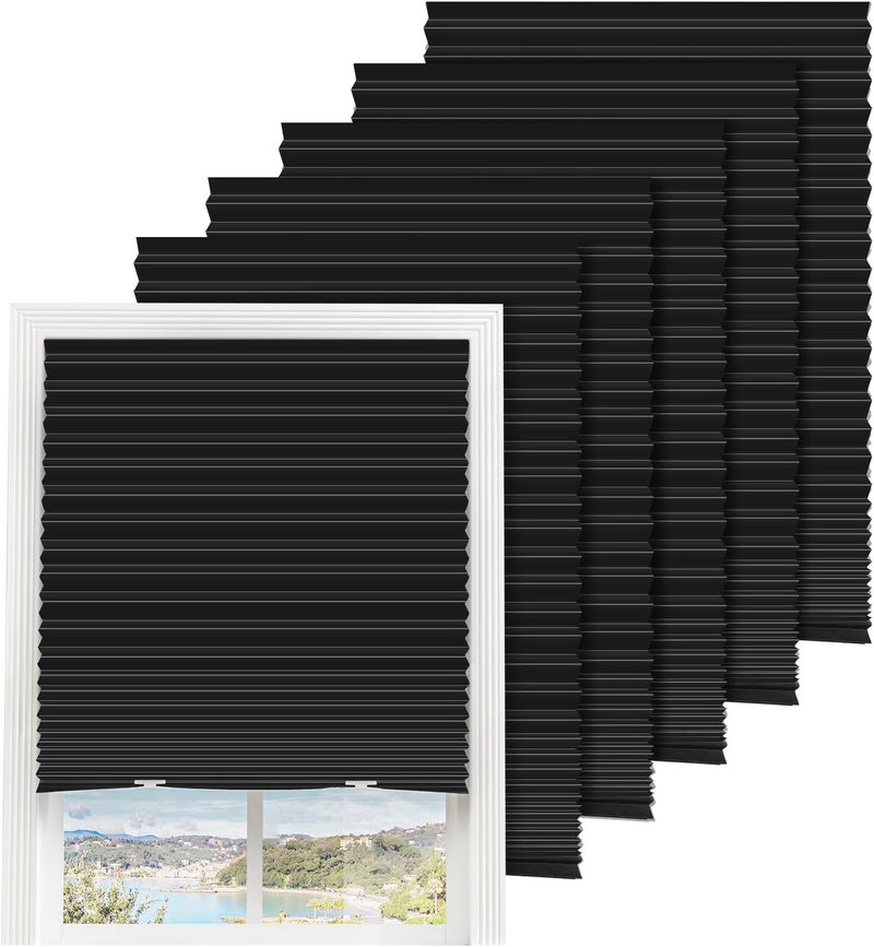 Touri 6 عبوات ستائر مؤقتة للنوافذ، سهلة القطع والتركيب، ستارة نافذة 36" عرض × 72" طول، ستائر ورقية للنوافذ مع 12 مشبك - Image 1